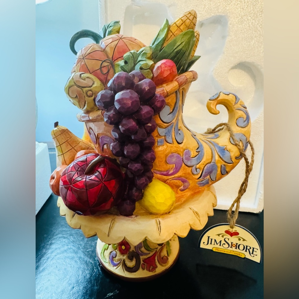 New In Box Shore 4015695 "Cornucopia of Plenty" Fall/Thanksgiving Figurine Rare